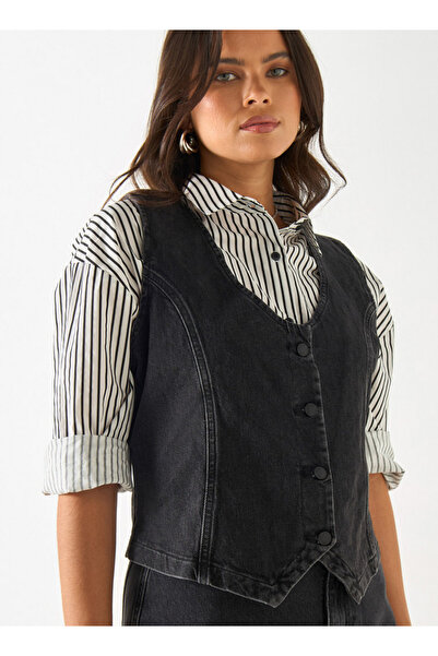 FAV Sleeveless Denim Vest with Button Closure