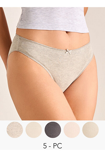 FAV مجموعة من 5 سراويل داخلية بتفاصيل فيونكة وحزام خصر مطاطي