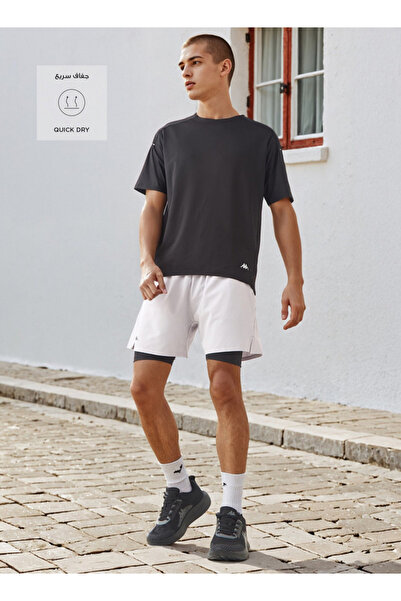 Kappa Logo Print Running Shorts with Inner Shorts