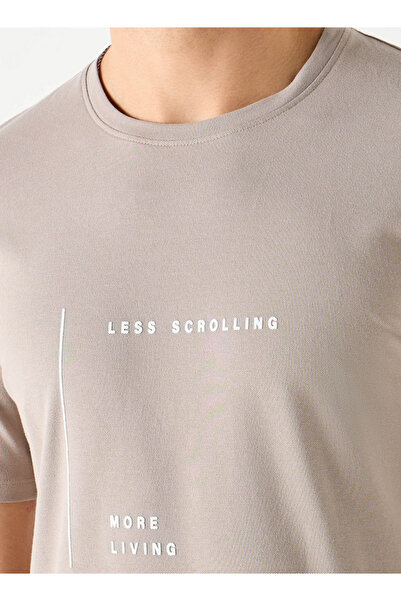 Iconic Slogan Print Crew Neck T-shirt With Short Sleeves