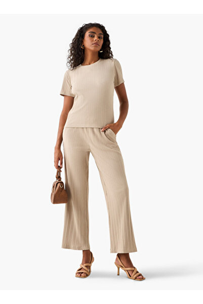 FAV Ribbed Wide Leg Pants with Pockets