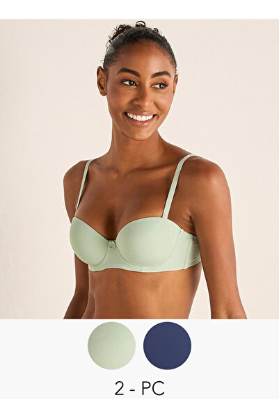 FAV طقم من قطعتين - حمالة صدر بتفاصيل فيونكة وأشرطة قابلة للتعديل