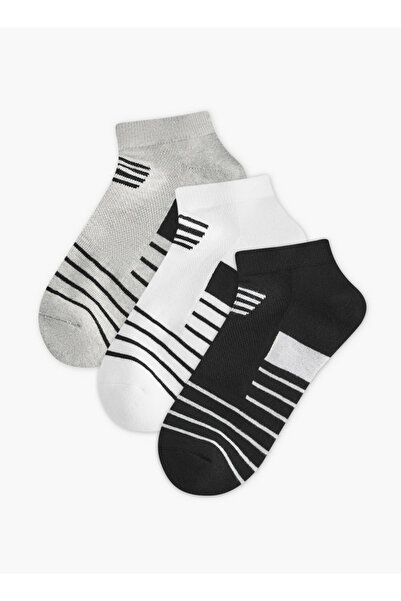 FAV مجموعة من 3 جوارب مخططة بطول الكاحل - نصف تيري