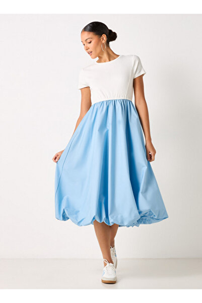 FAV Colourblock A-line dress with Round Neck