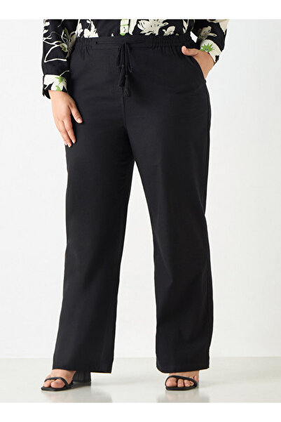 Ulla Popken Plus Size Regular Fit Pants With Semi-elasticated Waist