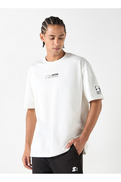 Starter Typographic Print T-shirt with Short Sleeves and Crew Neck