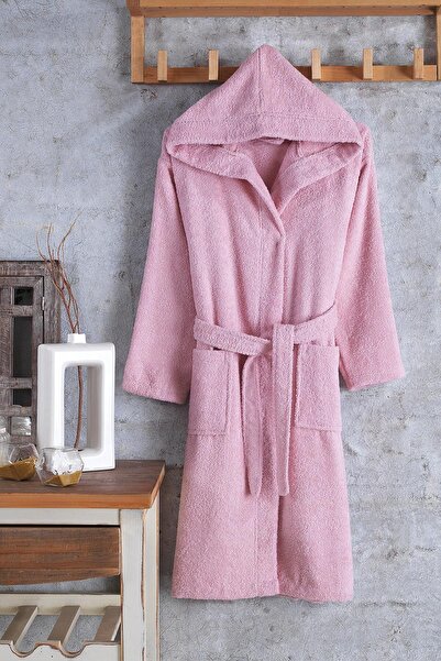 Zeynep Tekstil Cotton Hooded Young Bathrobe Unisex Waiter Boy Bathrobe
