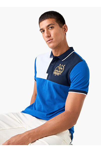 FAV تي شيرت بولو ملون بتفاصيل مطرزة وأكمام قصيرة