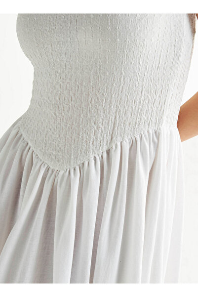 FAV Textured Bodice Flared Midi Sleeveless Dress