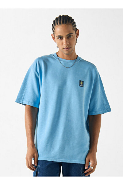 Lee Cooper Oversized T-shirt with Crew Neck and Short Sleeves