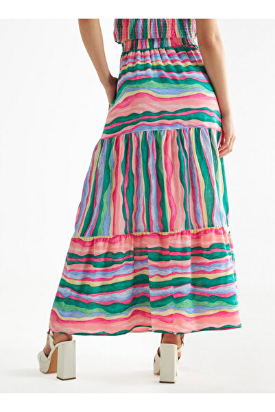 FAV All-over Print Tiered Skirt With Elasticated Waistband And Pockets