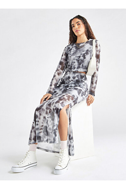 FAV Tie Dye Print Maxi Skirt with Elasticated Waistband and Slit