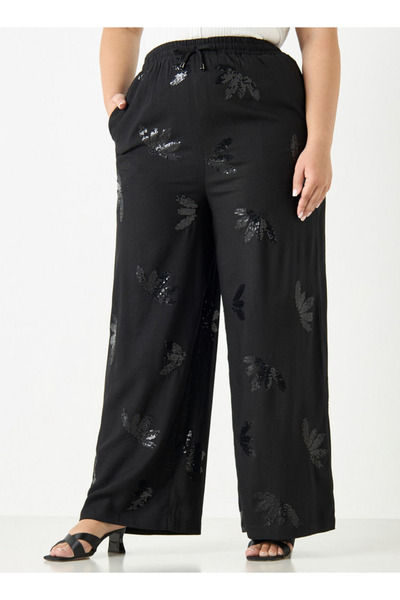 Ulla Popken Plus Size Ulla Popken Embellished Pants with Pockets