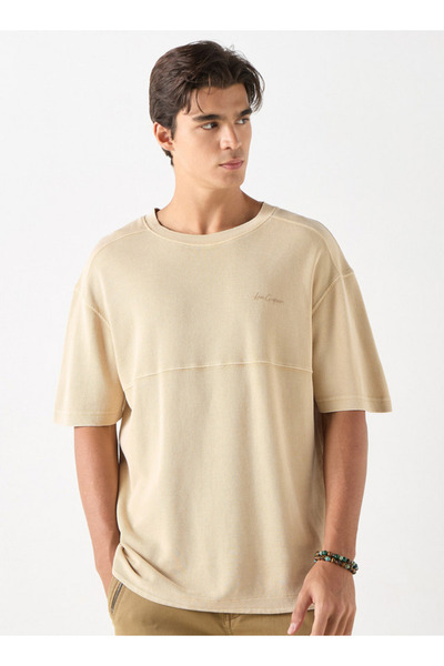 Lee Cooper Ribbed Crew Neck T-shirt with Short Sleeves
