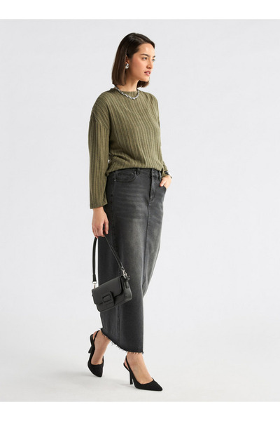 FAV Ribbed High Neck Sweater With Long Sleeves