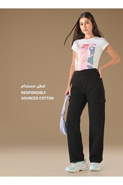 SP Characters Pink Panther Print T-shirt with Crew Neck and Short Sleeves