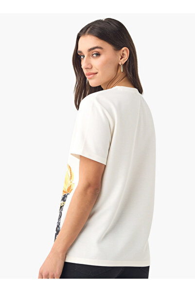 FAV Embellished T-shirt with Round Neck and Short Sleeves
