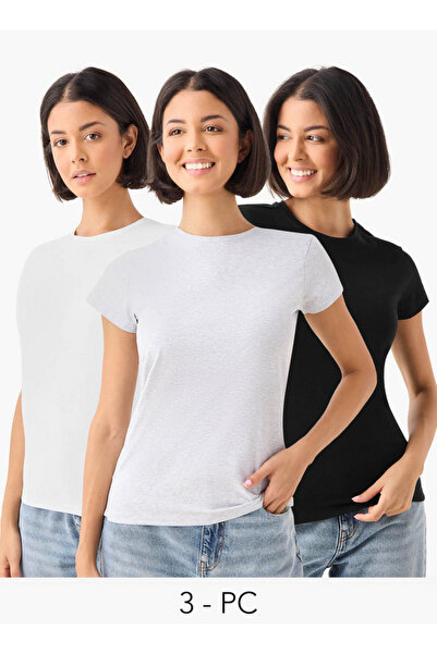 FAV Set of 3 - Crew Neck T-shirt with Cap Sleeves