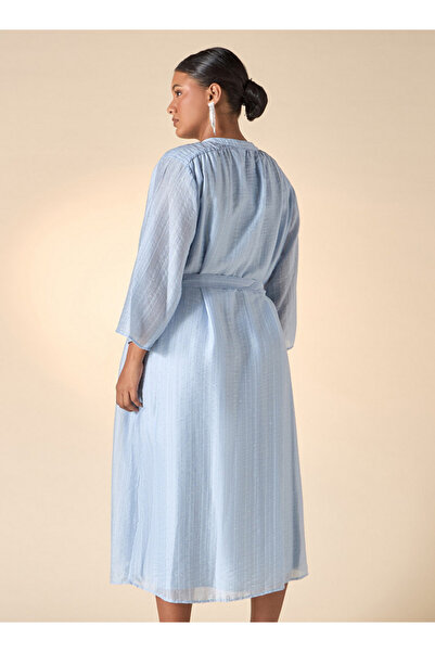 Ulla Popken Plus Size Ulla Popken All-Over Embellished Shirt Dress with Mandarin Collar