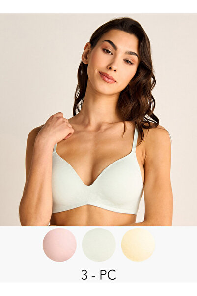 FAV مجموعة من 3 - حمالة صدر داعمة بحزام قابل للتعديل مع إغلاق بخطاف وعين