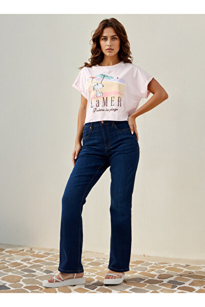 SP Characters Peanuts Print Crew Neck T-shirt with Short Sleeves