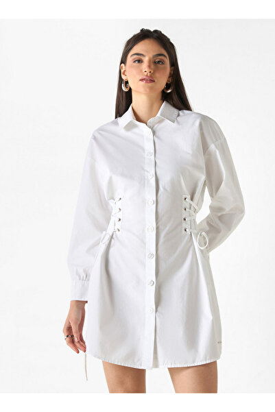 Lee Cooper Shirt Dress with Long Sleeves and Tie-Ups