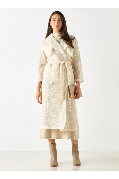FAV Lace Detail Trench Jacket with Belt