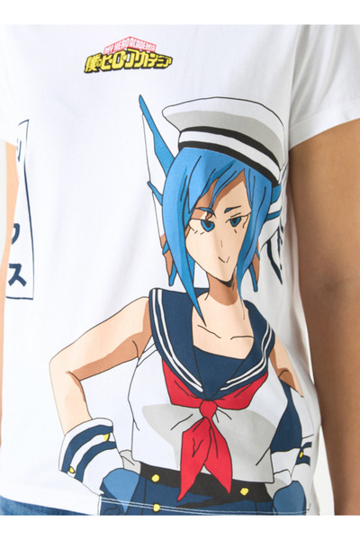 SP Characters Anime Print Crew Neck T-shirt with Short Sleeves