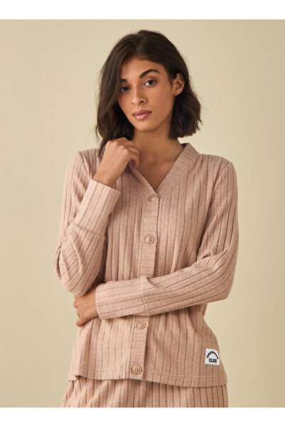 FAV Ribbed V-neck Cardigan and Pyjama Set