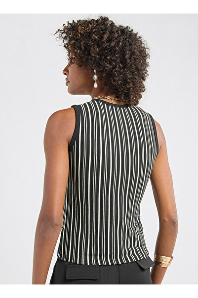 FAV Jersey Striped Top With Front Buttons