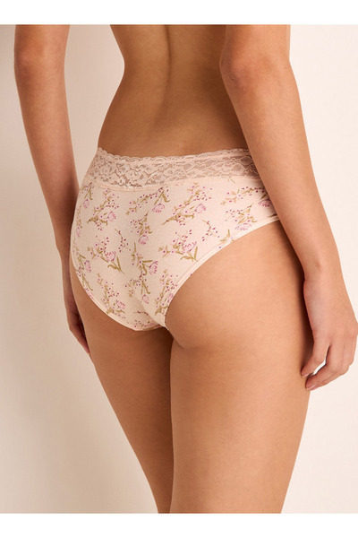 FAV Floral Print Briefs with Elasticated Waistband and Lace Detail