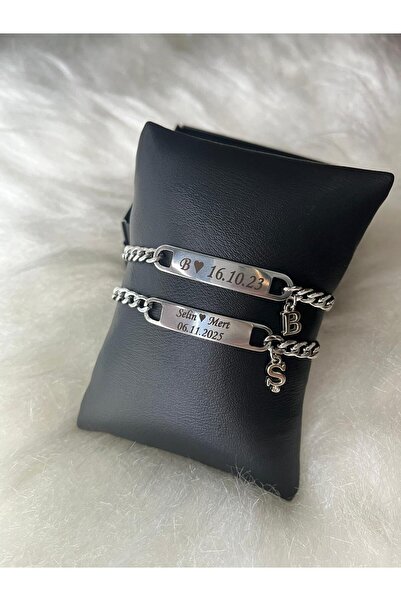 HayDün Tarihli isimli baş harfli 2li Çelik künye bileklik sevgiliye arkadaşa hediye