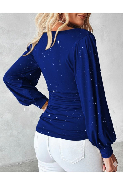 ARONA Mdb Women's Long Sleeve Degaje Collar Stone Sandy Blouse