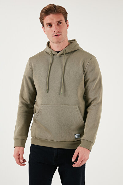 Buratti Мъжка блуза с качулка, джоб тип кенгуру, подплатена с мек шерпа, с редовна кройка SWEAT 5905281