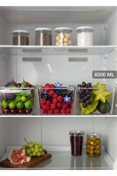Okyanus Home منظم ثلاجة وحاوية تخزين شفافة بدون غطاء سعة 6500 مل
