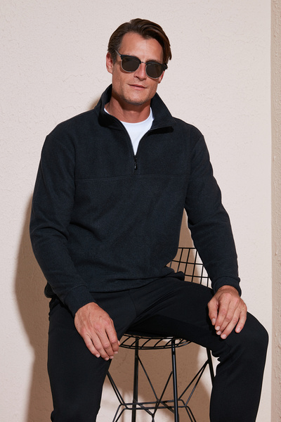 Buratti Cotton Regular Fit Half Zipper Stand Collar Sweater Men's Sweater 456112