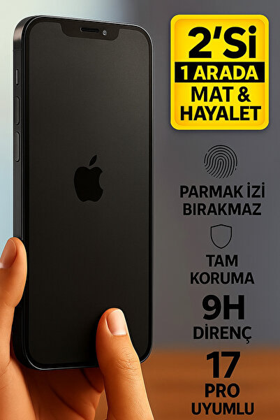 AyzTechCases İPHONE 17 PRO Uyumlu MAT+ GİZLİLİK (HAYALET) 2’si 1 Arada Tam Ka...