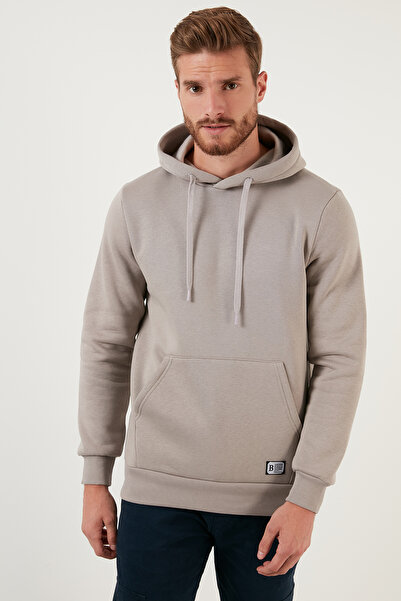 Buratti Ανδρικό φούτερ με κουκούλα κανονικής εφαρμογής, με τσέπη καγκουρό, μαλακό εσωτερικό με χνούδι, ανδρικό φούτερ SWEAT 5905281