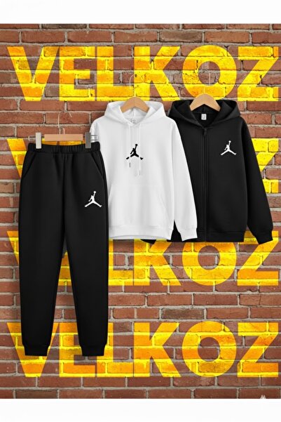 Velkoz 3-компонентний зимовий спортивний костюм (свитшот на блискавці, білий світшот)