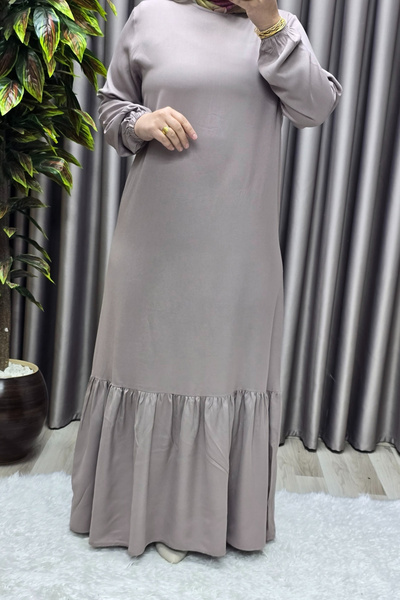 Elmas Tesettür Γυναικεία Ρούχα Χιτζάμπ Μεγάλου Μεγέθους Φόρεμα με ίσιο βολάν