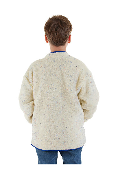 Denokids Λευκό Unisex βελούδινο παλτό για κορίτσια και αγόρια