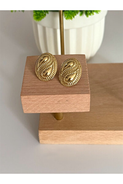 FIERA JEWELRY Vintage Gold Renk Altın Kaplama Gold Çelik Küpe