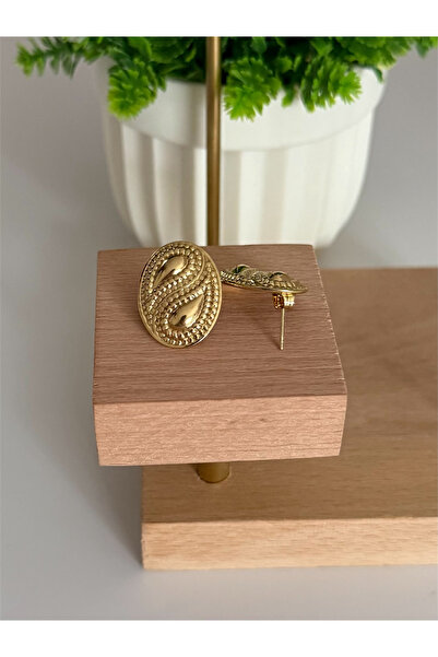 FIERA JEWELRY Vintage Gold Renk Altın Kaplama Gold Çelik Küpe