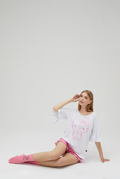 Hello Kitty Lisanslı Şortlu Kısa Kol Pijama Takımı
