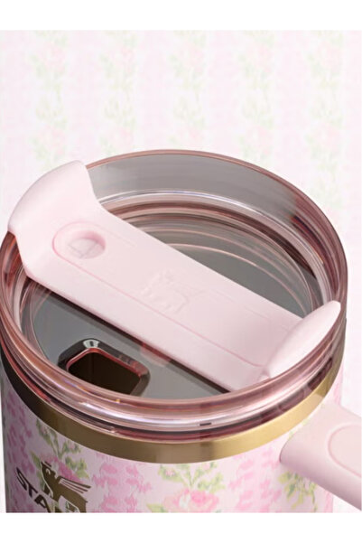 Twisoo Stanley Loveshack Fancy Pink Floral 40oz Tumbler with Straw & Carry Bag – Limited Edition 304 Stainl