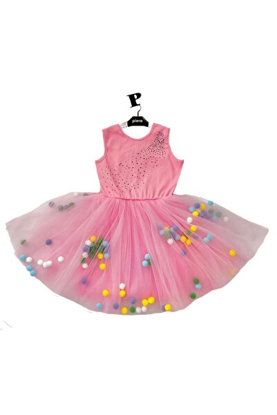 By Piera 09287 Παιδικό φόρεμα Model Pompom