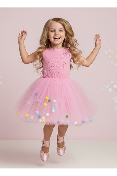 By Piera 09287 Παιδικό φόρεμα Model Pompom