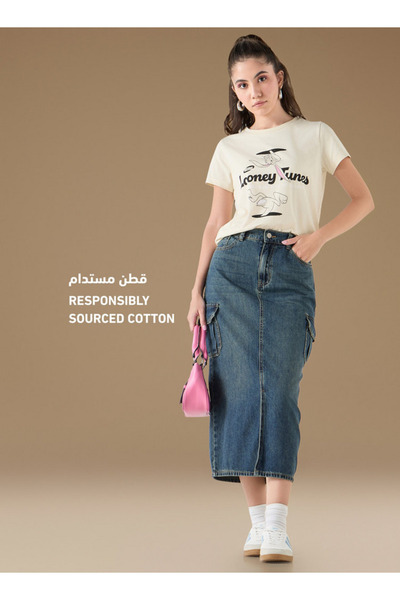 SP Characters Looney Tunes Print T-shirt with Crew Neck and Short Sleeves