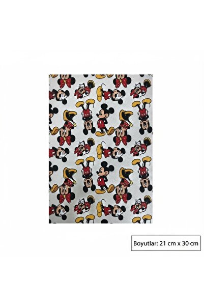 KumaşEvi Клейка штучна шкіра з зображенням Міккі Мауса - коробка, чохол, гама...