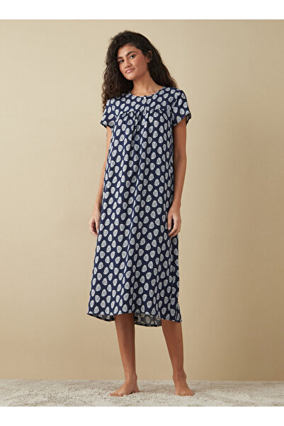 FAV قميص نوم فيسكوز مطبوع بأكمام قصيرة